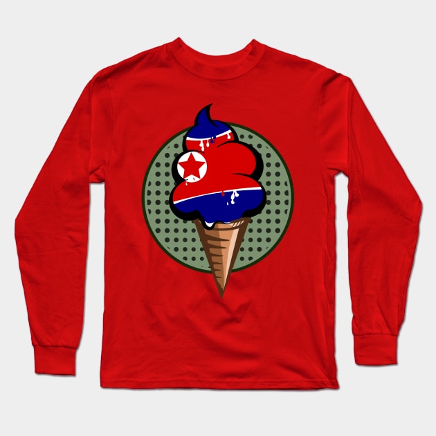 North Korean flag ice cream Long Sleeve T-Shirt by mailboxdisco